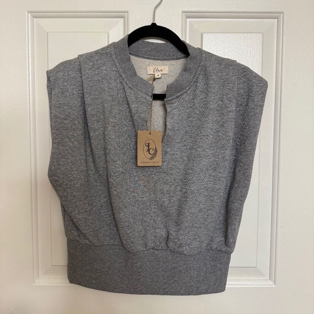 Elan Sleeveless Banded Cropped Sweatshirt